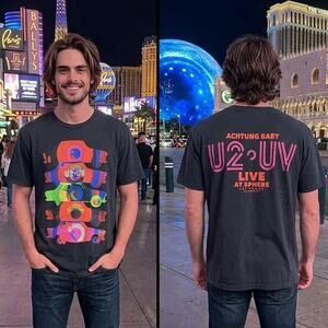 U2 Achtung Baby Live At The Sphere Las Vegas Black T-Shirt Mens Medium 40 Chest